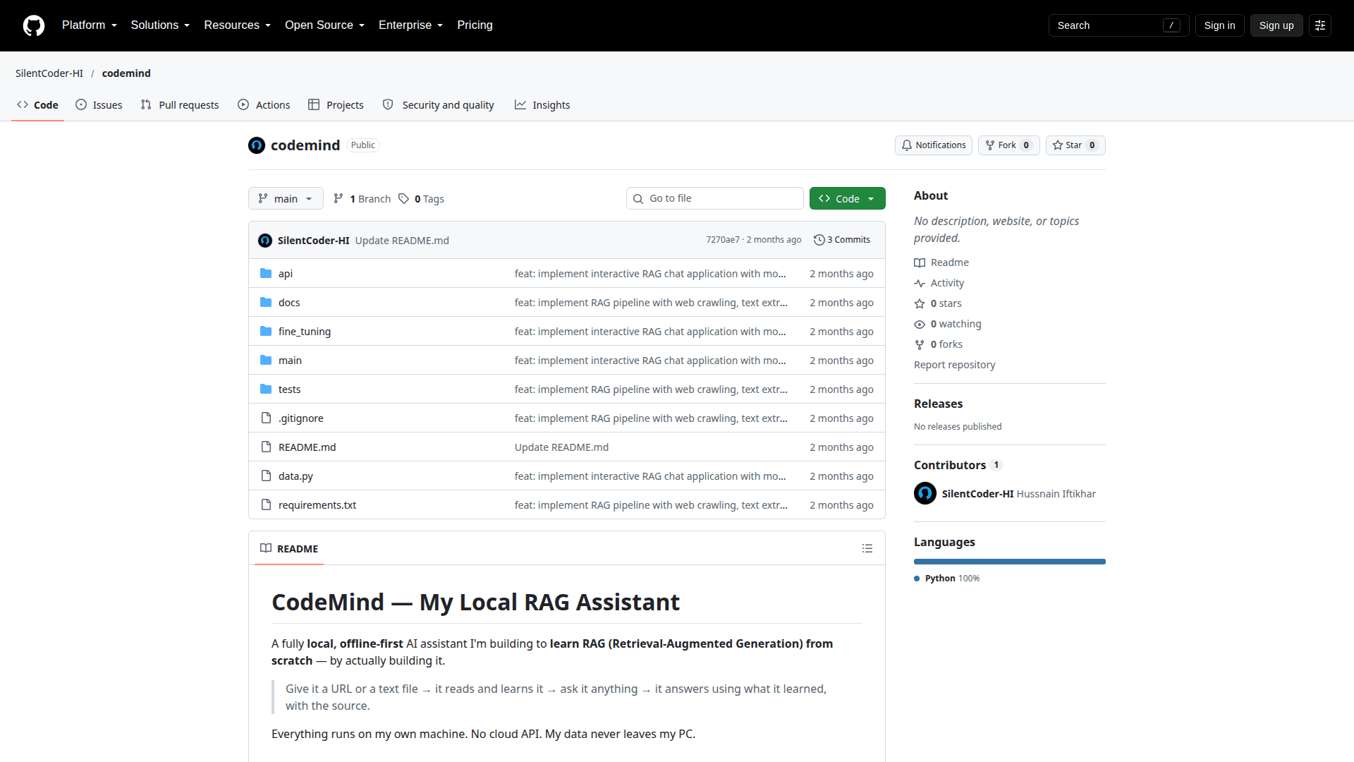 CodeMind website screenshot at 1920 by 1080